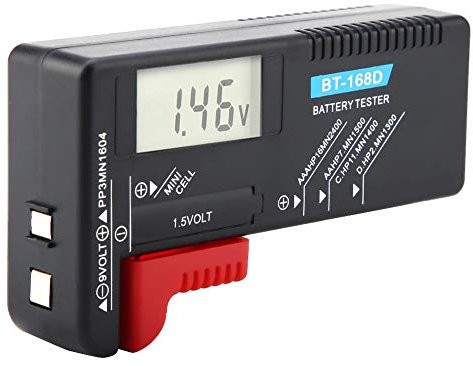 BT-168D Button Cell Battery Volt Tester, Universal Digital LCD AA/AAA/C/D/9V/1.5V Battery Volt Tester