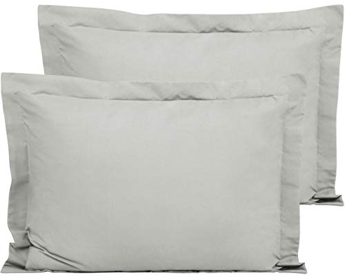 FLXXIE 2 Pack 100% Brushed Microfiber 1800 Oxford Pillowcases, Stain Fade and Wrinkle Resistant, Soft and Cozy Standard Oxford Pillow Cases | Hotel Quality Pillow Shams, Light Grey, 50x75 cm | 20x30 Inches Soft Pillow Covers with Envelope Closure, Fade, Machine Washable, Wrinkle and Shrinkage Resistant