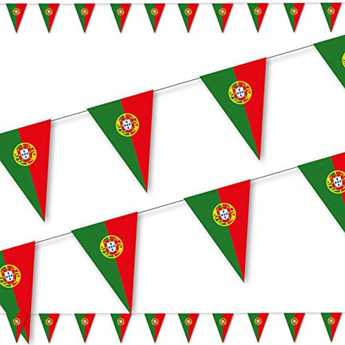 3,5m Wimpelkette * Portugal * als Deko für EM 2024 Party und Geburtstag | mit 10 Wimpel | portugiesisch Länder Fahnen WM 2026 Mottoparty Girlande Dekoration