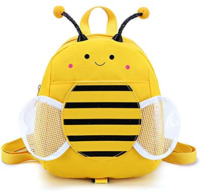 Lazeny Kinderrucksack Kindergarten Biene Backpack Cartoon Tier Kindergartenrucksack mit Anti Verloren Sicherheitsgurten Kleinkind Schule Taschen Kindertasche Schultaschen für Mädchen Jungen (Gelb)