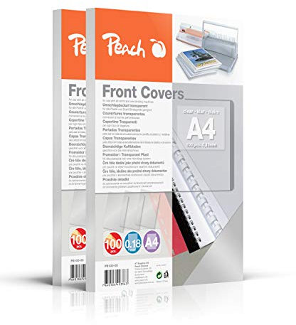 Peach PB100-06A Deckblätter, DIN A4, 0.18 mm, 200 Stück, transparent