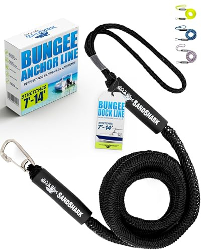 SandShark 2.1-4.3m Elastic Boat Anchor Line Shock Absorbing Anchors Dock Anchor with Stainless Steel Clip Designed for SandShark Anchor.