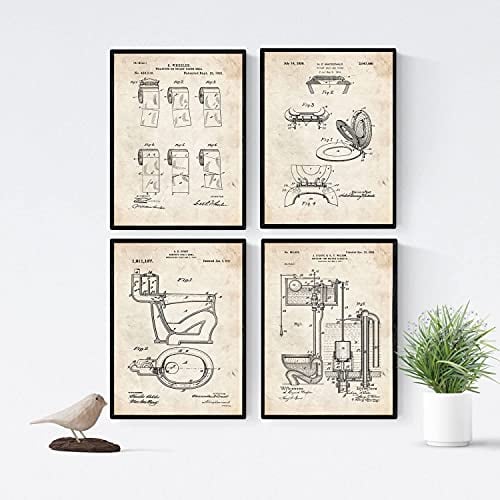 Nacnic VINTAGE 4er Pack Klinge Vater Patent Poster Set mit antiken Erfindungen und Patenten Wählen Sie die Farbe, die Ihnen am besten gefällt, Größe A3
