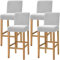 Dimatic Samt Plüsch Stuhl Abdeckung Theke Pub Bar Hocker Stuhl Slipcover für Esszimmer Cafe Barhocker Slipcover Möbelschutz Anti-Rutsch-Bezug mit elastischem Boden, 4er Set, Hellgrau
