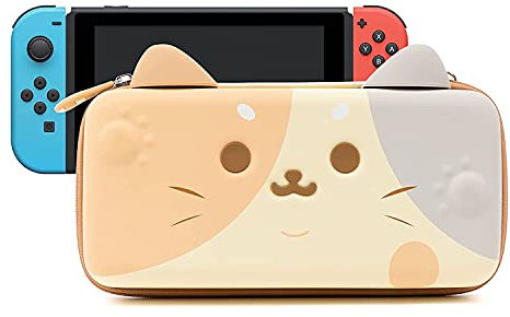 GeekShare Étui de Transport Oreilles de Chat Compatible avec Switch/Switch OLED – Étui de Transport Portable Rigide et Fin pour Console Switch et Accessoires de Jeu (Jaune, épais)