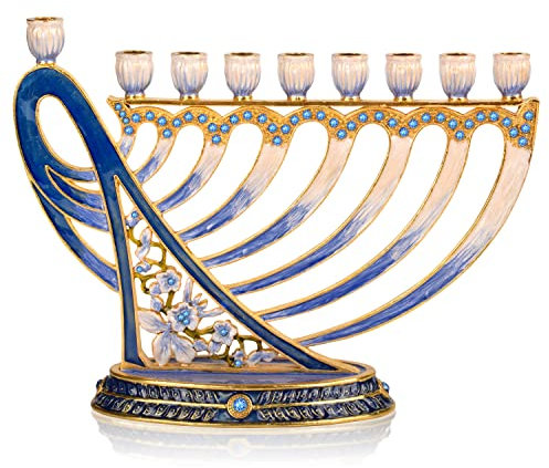 Hanukkah Menora – passend für alle gängigen Chanukah-Kerzen – moderne Juwelenkerze, Menora für Chanukah – David's Harp – Ner Mitzvah