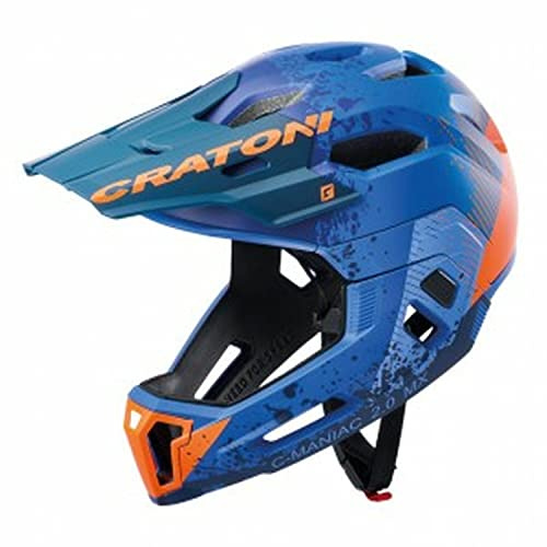 Cratoni Unisex – Erwachsene C-Maniac Helmet, Blau/Orange Matt, L