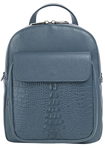 Cluty Rucksack Echt Leder Damen | Made in Italy, Smartphonefach, Handtasche, Umhängetasche, Citybag, Krokoprägung | 021329
