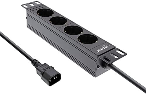 InLine® 10 Steckdosenleiste, 4-Fach Schutzkontakt, C14 Anschluss, ohne Schalter, 2m, schwarz