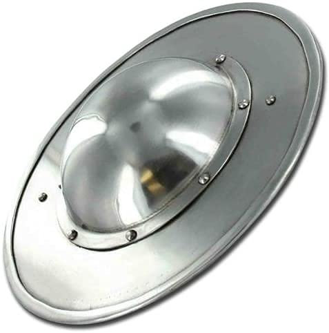 Mittelalterliche Stahlbogenschützen Kampf Buckler Schild Rustikale Vintage Wohnkultur Geschenke, silber, 30.48 cm