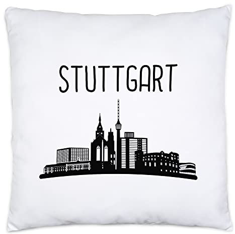 Hey!Print STUTTGART Skyline Kissen Inkl. Füllung Souvenir Andenken Deutsche Großstädte Motiv Stadt Silhouette Geschenkidee Umzug