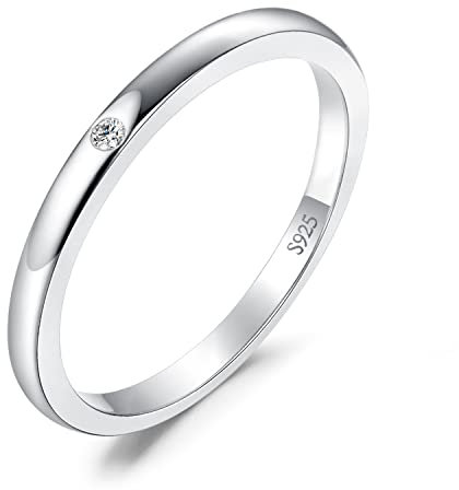 JewelryPalace Klassisch Solitär Zirkonia Band Ring Damen,Silberringe Hochzeitsringe Damenring Silber 925 Trauringe Eheringe für Frauen, Vorsteckring Stapelring Bandring Schmal, Ringe Set Schmuck 59