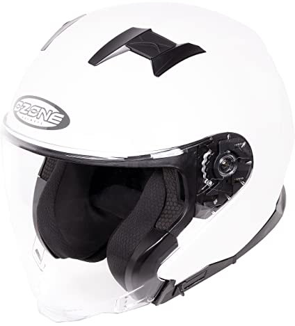 OZONE MOTO Square Casco per Moto Jet Ampio Angolo di visuale Visiera Lunga e Parasole EPS Multi-densità Omologato ECE