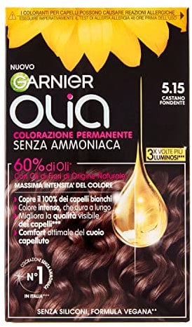 Garnier Olia Haarfarbe, permanente Färbung ohne Ammoniak, zarter Duft, deckt 100% weißes Haar ab, mit natürlichen Blütenölen natürlichen Ursprungs, vegane Formel, Dunkelbraun