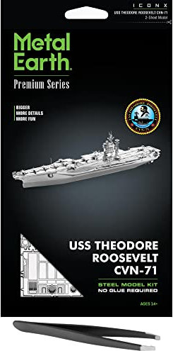 Metal Earth Fascinations Premium Series USS Theodore Roosevelt CVN-71 3D-Metallmodellbausatz Bundle mit Pinzette