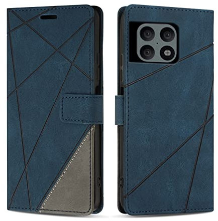 SONWO Etui Coque pour OnePlus 10 Pro, Protection Housse en Cuir PU Portefeuille Livre pour OnePlus 10 Pro, Emplacements Cartes, Fonction Support, Bleu