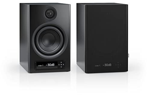 Nubert nuPro XS-4000 RC | Schwarzers Regallautsprecherpaar | 2 Stück High End Kompaktlautsprecher | Bluetooth Lautsprecher aptX HD | Lautsprecher Verbindung kabellos High Res | Aktivboxen mit 2 Wegen