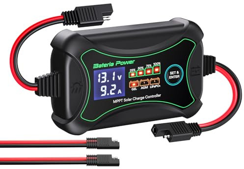 Contrôleur de charge solaire MPPT 10 A, 12 V, contrôleur de panneau solaire portable intelligent, régulateur solaire PV max 150 W 30 V pour gel AGM plomb-acide, batterie lithium LiFePO4 (SunRock 10)