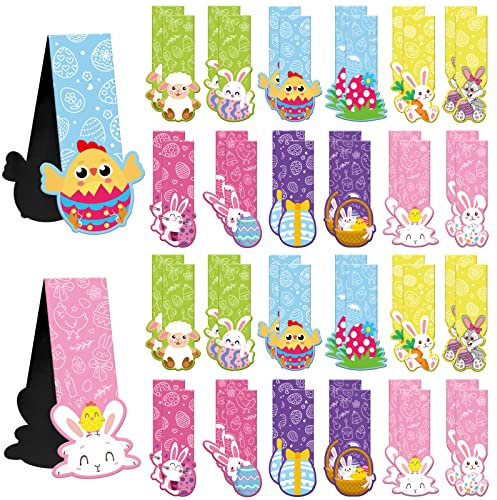 LANMOK 48 Stück Ostern Magnetische Lesezeichen Osterhase Magnetlesezeichen Kinder Ostergeschenke Magnet Seitenclips Markierungen Lesezeichen Schüler Lieferungen zum Lesen (12 Stile)