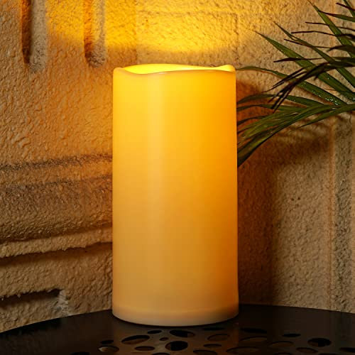 Homemory Extra Large Outdoor Waterproof Flameless Candle, 6 x 12, LED, White, Plastic, 6-Hour Timer, Battery Operated