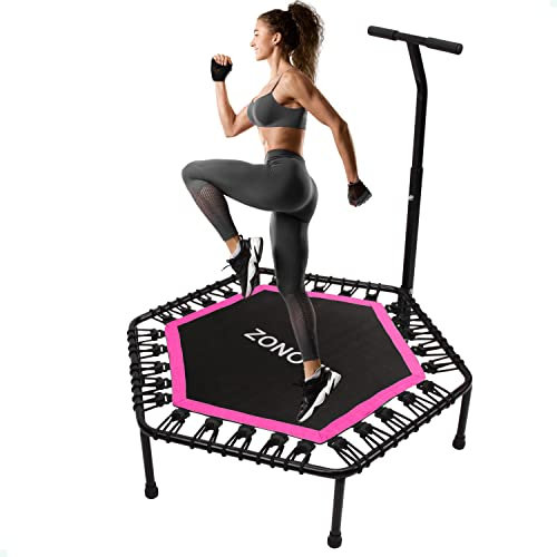 Zonovi Fitness-Trampolin - 250 Kilo - Mini Trampolin - Schwarz - Pink - 106 cm - 42 Zoll