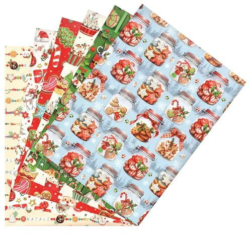 ARKRAFT 6 ark julpapper presentpapper 90 x 65 cm FSC-papper plastfri förpackning (NAT19)