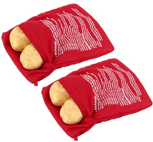 CoguZed 2 Pack Premium Mikrowellen Kartoffelbeutel Wiederverwendbare Bratkartoffel Mikrowellenbeutel für perfekt gekochte Kartoffeln, Rot