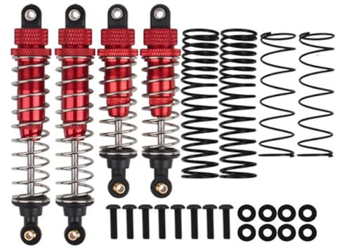 XBERSTAR 1/10 RC Stoßdämpfer vorne hinten 4er-Pack Aluminium-Stoßdämpfer für Tamiya DT-02 DF-02 DT-03 TT-02B 1/10 RC Upgrade-Teile (rot)