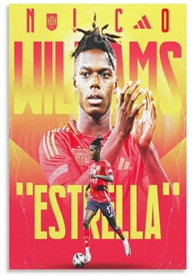 DAGUYS Poster Euro 2024 Champions Nico Williams, Gemälde auf Leinwand, Wandkunst, Poster, Rollbild, Wanddekoration, Heimposter, 40 x 60 cm