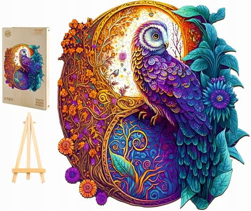 PASJO - Holzpuzzle Erwachsene mit Mandalamotiv 300 Teile 35x35 cm - Geschenkidee für Kinder - Holz Puzzle Mandala - Einzigartige Tierförmige Holz-Puzzle - Creative Jigsaw aus Holz für Erwachsene