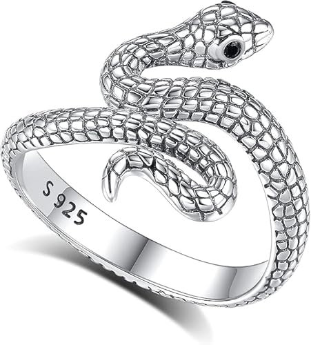 The Charmery 925 Adjustable Sterling Silver Tree of Life Snake Ring Vintage Snake, Celtic Knot Adjustable Rings, Silver Thumb Open Ring