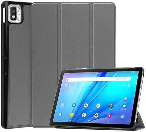 MQVQAUBST Funda for Tableta Inteligente Adecuada for TCL Tab 10s 9080G, Funda magnética de Cuero PU Triple plegada con Soporte, 10,1 Pulgadas(Gray)