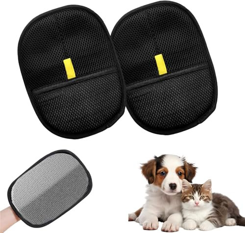 2pcs Gants Antistatiques pour Poils D'animaux,Double-Sided Pet Grooming Gloves,Static Removal Gloves for Pet Hair,Gants d'Épilation pour Animaux de Compagnie,Reusable Gants de Toilettage Double Face