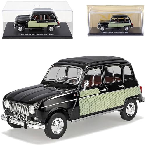 alles-meine.de GmbH Defekte Vitrine Renautl R4 4 Parisienne 5 Türer Schwarz 1961-1992 mit Sockel und Vitrine 1/24 Modell Auto mit individiuellem Wunschkennzeichen