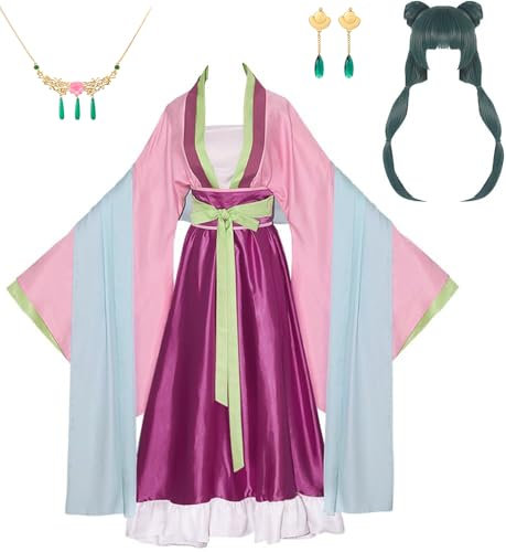 Luascxu Apothecary Diaries Maomao Cosplay Rosa Kleid Erwachsene Maomao Kleid Perücke Anzug für Halloween Kostüm (Rosa 1, Small)