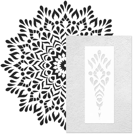Mandala Große Malerei Schablone Durchmesser 210 cm, Kreis Mandala Geometrische Ornament, Riesige Wiederverwendbare Kunststoffblume Traditionelle Vorlage DIY Kunst und Handwerk, Wand Boden Holz Stoff