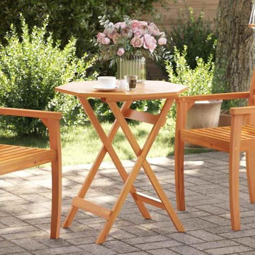 Mandloder Gartentisch Klappbar Ø70x75 cm, Massivholz Akazie Geölt, Rund, Platzsparend, Langlebig, für Balkon, Terrasse, Garten, Outdoor Möbel