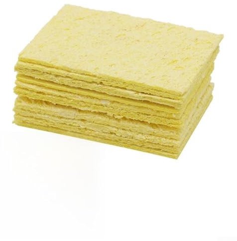 Soldering Iron Sponge, 100pcs Replacement Cleaning Pads for Solder Tip, Yellow Desoldering Sponges with Strong Absorbability, Guaranteeing Clean WEL