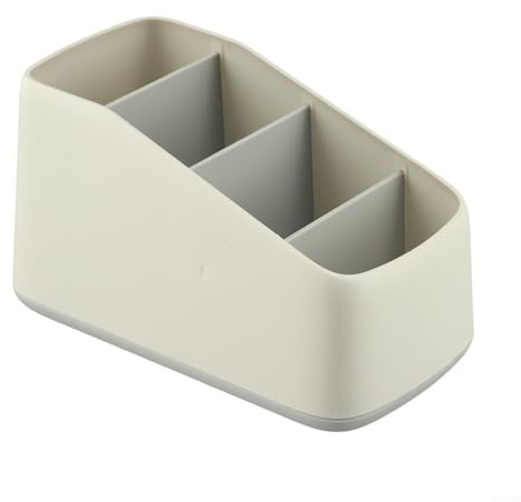 Table Storage Box with 4 Compartments for TV Remote Control Holder, Designed to Organize Small Items and Maintain a Tidy Workspace (gray)