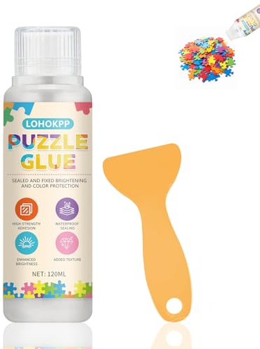 120ml Colle Puzzle Transparente, Colle Vernis Puzzle, Fixation Durable | Séchage Rapide, Puzzles Accessoires, Colle Liquide Transparent avec Applicateur Éponge, Fixer et Accrocher des Puzzles