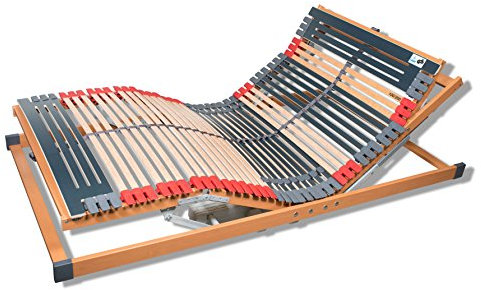 FMP Matratzenmanufaktur 7 Zonen Lattenrost Rhodos® EL | Kopf- und Fußteil elektrisch verstellbar | 44 Leisten Lattenroste | Notabsenkung | TÜV GS | Mittelgurt | fertig montiert | (100 x 190 cm)