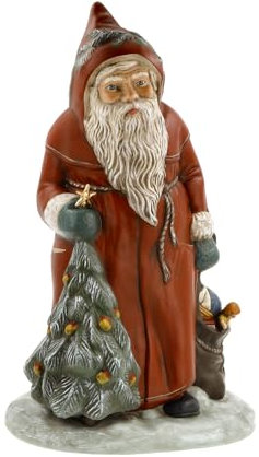 Marolin Nikolaus mit Christbaum und Sack, Purpurrot, in hochwertiger Holzkiste