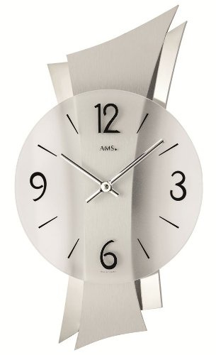 AMS Moderne Wanduhr mit Quartzwerk, batteriebetrieben 9398