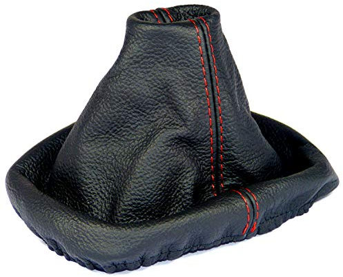 L & P Car Design L&P A0229 Schaltsack Schaltmanschette kompatibel mit VW Golf 5 V 100% Echtleder Leder Schwarz Naht Rot