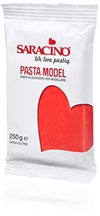 Saracino Pâte à Sucre Model Rouge à Modeler de 250 g sans Gluten Made in Italy