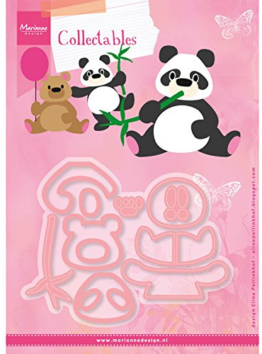 Marianne Design Collectables, Eline's Panda und Bär Stanze, Metal, pink, 21 x 15.4 x 0.2 cm