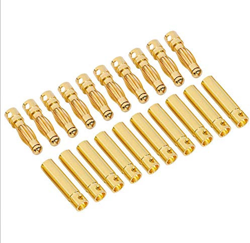 VUNIVERSUM 10 Paar (20 Stück) 4mm 4.0mm Goldkontaktstecker Bananenstecker Goldstecker Stecker Buchse Männlich Weiblich Lipo Akku ESC Brushless Motor Modellbau