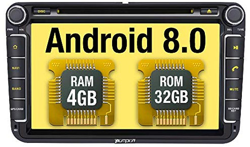 Shierm EU Pumpkin Android 8.0 Radio GPS para Volkswagen Polo, Touran, Caddy, Jetta, Golf, Passat Pantalla táctil 8 Pulgadas RAM: 4GB ROM: 32GB soporta Bluetooth WiFi 3 G USB SD Control en el Volante