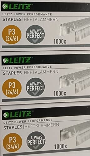Leitz 55700000 Heftklammer (24/6 mm) 1000 Stück verzinkt (3 Packungen, 24/6mm)