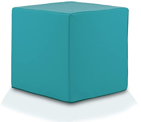 Ecopuf Cube - Sitzhocker Hocker Kunstleder Lederimitat Sitzbox Quader Würfel Pouf Ottomane Fußbank für's Wohnzimmer Wohneinrichtung 40x40x40 cm Faber Türkis E20